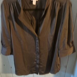 Nine West Elegant Black Satin Women's Blouse/Button-Down Top, Size XXL